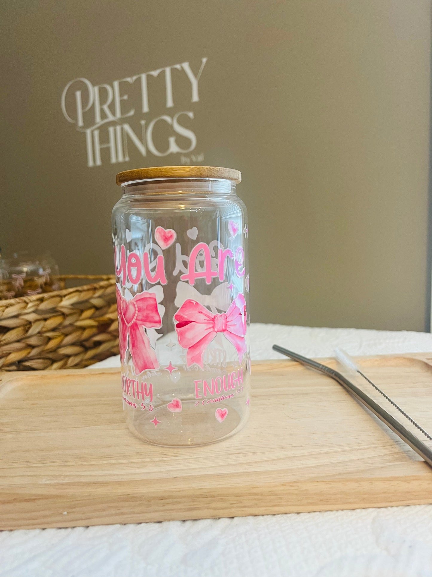 God Says I am - Iced Coffee Clear Glass Can Tumbler